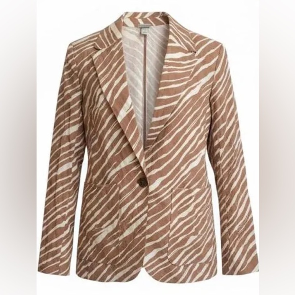 a new day Brown and White Zebra Print Blazer